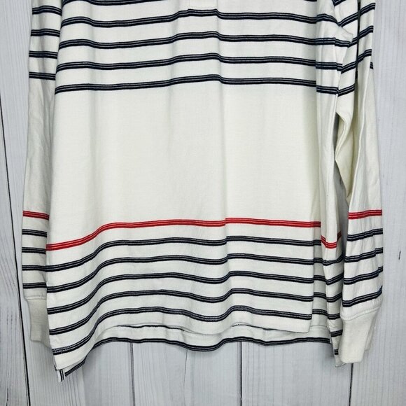 Lands' End Black and White Striped Polo Shirt - Picture 3 of 7